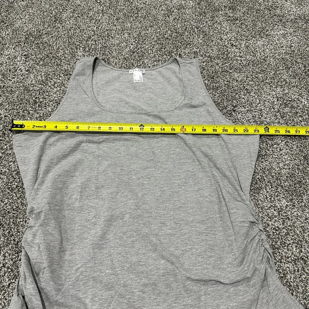 New with tags, VENUS Gray Square Neck Ruched Side Tank Top, Size 2X - Picture 6 of 10